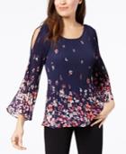 Jm Collection Pleated Cold-shoulder Top, Created For Macy's