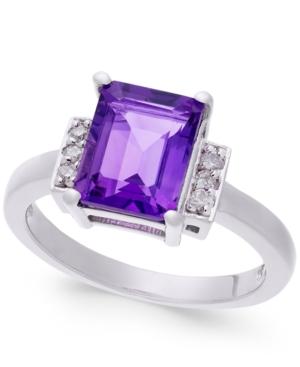 Amethyst (2-1/3 Ct. T.w.) & Diamond (1/10 Ct. T.w.) Ring In Sterling Silver