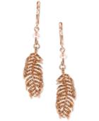 Lonna & Lilly Rose Gold-tone Crystal Feather Drop Earrings