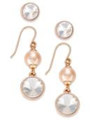 Charter Club Rose Gold-tone Imitation Pearl And Crystal Earring