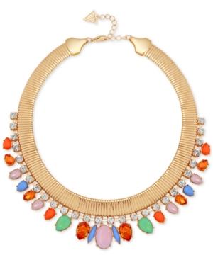 Guess Gold-tone Multi-stone Collar Necklace