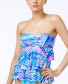 Island Escape Bali Breeze Printed Tiered Strapless Tankini Top Women's Swimsuit