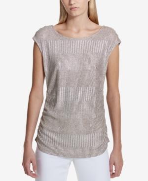 Calvin Klein Ruched Button-shoulder Top