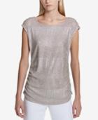 Calvin Klein Ruched Button-shoulder Top