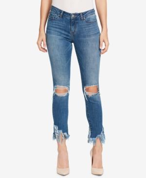 William Rast Ripped Fringe-hem Skinny Jeans