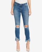 William Rast Ripped Fringe-hem Skinny Jeans