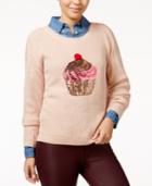 Hooked Up By Iot Juniors' Sequined Cupcake Graphic Sweater