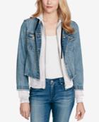 Jessica Simpson Juniors' Peony Cotton Denim Hoodie Jacket