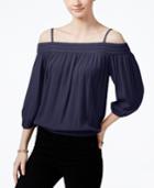 Bcx Juniors' Three-quarter-sleeve Off-shoulder Blouse