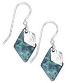 Jody Coyote Patina Bronze, Blue Diamond-shape Drop Earrings