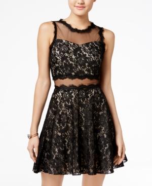Speechless Juniors' Illusion Lace Fit & Flare Dress