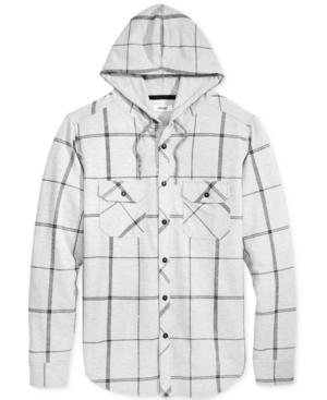 Univibe Men's Plaid Hooded Button Down Sweatshirt