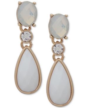 Anne Klein Gold-tone Crystal & Stone Drop Earrings