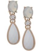 Anne Klein Gold-tone Crystal & Stone Drop Earrings