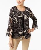 Jm Collection Printed Bell-sleeve Blouse, Created For Macy's