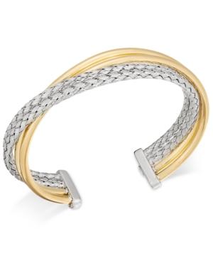 Two-tone Overlap Cuff Bangle Bracelet