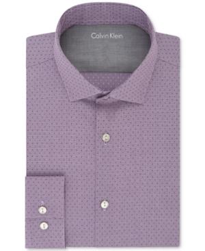Calvin Klein X Men's Extra-slim Fit Thermal Stretch Performance Violet Dot Dress Shirt