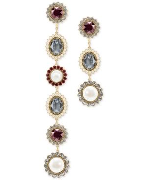 Swarovski Gold-tone Imitation Pearl, Crystal & Stone Asymmetrical Detachable Earrings