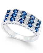 Sapphire (1-1/2 Ct. T.w.) And Diamond (1/5 Ct. T.w.) Statement Ring In 14k White Gold