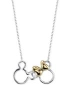 Disney Mickey And Minnie Mouse Necklace In Sterling Silver With 14k Gold Plating