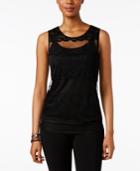 Inc International Concepts Sleeveless Illusion-lace Blouse, Only At Macy's