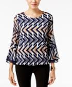 Alfani Petite Printed Bell-sleeve Top, Only At Macy's