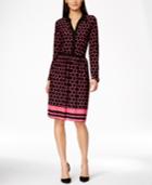 Ny Collection Printed Border-trim Shirt Dress