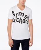 Armani Exchange Men's Broken Logo-print V-neck Slim Fit T-shirt