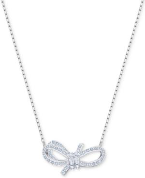 Swarovski Silver-tone Pave Bow 14-4/5 Pendant Necklace
