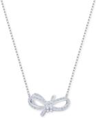 Swarovski Silver-tone Pave Bow 14-4/5 Pendant Necklace