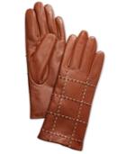 Charter Club Plaid Topstitch Leather Gloves, Created For Macy's