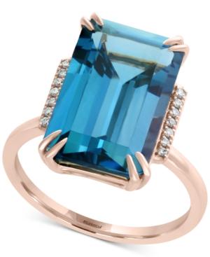 Effy London Blue Topaz (9-3/4 Ct. T.w.) & Diamond Accent Ring In 14k Rose Gold
