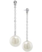 Carolee Silver-tone White Imitation Pearl Linear Drop Earrings