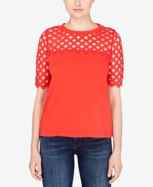 Catherine Catherine Malandrino Cotton Lattice-trim T-shirt