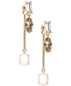 Anne Klein Gold-tone Multi-stone Linear Drop Earrings