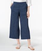 Eileen Fisher Organic Linen Pinstriped Wide-leg Cropped Pants, Regular & Petite