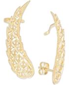 Cutout Angel Wing Crawler Earrings In 14k Gold