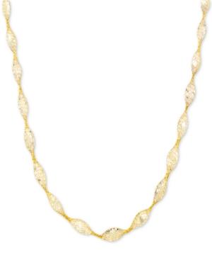 Cubic Zirconia Mesh Link 18 Collar Necklace In 14k Gold