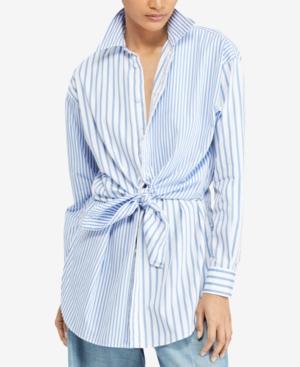 Polo Ralph Lauren Tie-front Striped Cotton Shirt