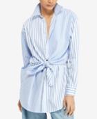 Polo Ralph Lauren Tie-front Striped Cotton Shirt