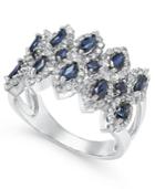 Sapphire (1-1/2 Ct. T.w.) And Diamond (7/8 Ct. T.w.) Statement Ring In 14k White Gold