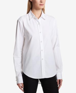 Dkny Faux-pearl-trim Blouse