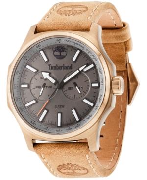 Timberland Men's Leyden Brown Leather Strap Watch 46x57mm Tbl14813jsk61