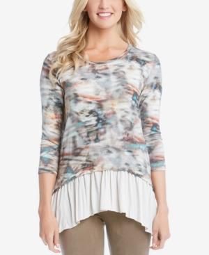 Karen Kane Layered-look Printed Peplum Top