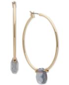 Anne Klein Gold-tone & Stone Hoop Earrings