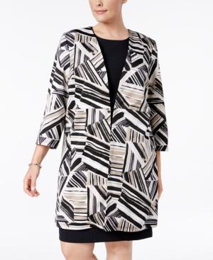 Kasper Plus Size Abstract-print Ottoman Jacket