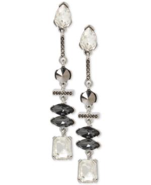 Kenneth Cole New York Silver-tone Metallic Stone And Crystal Linear Drop Earrings