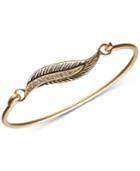 Lonna & Lilly Gold-tone Pave Swirl Leaf Bangle Bracelet