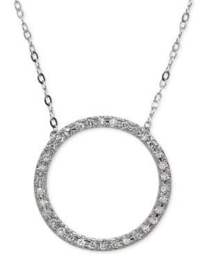 Diamond Circle Pendant Necklace (1/10 Ct. T.w.) In 10k White Gold