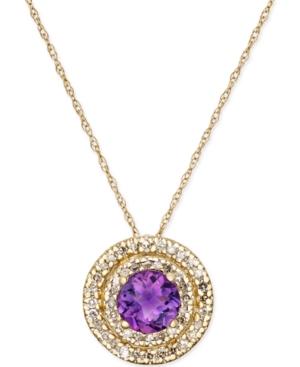 Amethyst (3/4 Ct. T.w.) And Diamond (1/4 Ct. T.w.) Pendant Necklace In 14k Gold